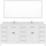 Virtu USA Caroline Parkway 72" Double Bath Vanity with Dazzle White Top and Square Sinks with Brushed Nickel Faucets with Matching Mirror