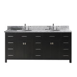 Virtu USA Caroline Parkway 72" Double Bath Vanity with Marble Top and Round Sink - Luxe Bathroom Vanities Luxury Bathroom Fixtures Bathroom Furniture