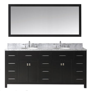 Virtu USA Caroline Parkway 72" Double Bath Vanity in Espresso with Marble Top and Round Sink with Mirror - Luxe Bathroom Vanities Luxury Bathroom Fixtures Bathroom Furniture