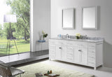 Virtu USA Caroline Parkway 72" Double Bath Vanity with White Marble Top and Round Sinks with Matching Mirror