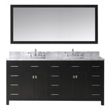 Virtu USA Caroline Parkway 72" Double Bath Vanity with Marble Top and Square Sink with Mirror - Luxe Bathroom Vanities