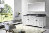 Virtu USA Caroline Parkway 72" Double Bath Vanity with White Marble Top and Square Sinks with Brushed Nickel Faucets with Matching Mirror