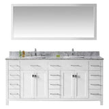 Virtu USA Caroline Parkway 72" Double Bath Vanity with Marble Top and Square Sink with Brushed Nickel Faucet and Mirror - Luxe Bathroom Vanities Luxury Bathroom Fixtures Bathroom Furniture