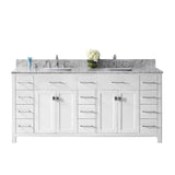 Virtu USA Caroline Parkway 72" Double Bath Vanity with Marble Top and Square Sink - Luxe Bathroom Vanities Luxury Bathroom Fixtures Bathroom Furniture