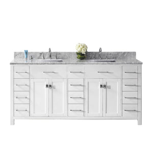 Virtu USA Caroline Parkway 72" Double Bath Vanity with Marble Top and Square Sink - Luxe Bathroom Vanities Luxury Bathroom Fixtures Bathroom Furniture
