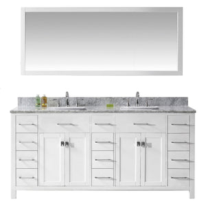 Virtu USA Caroline Parkway 72" Double Bath Vanity with Marble Top and Square Sink with Mirror - Luxe Bathroom Vanities Luxury Bathroom Fixtures Bathroom Furniture