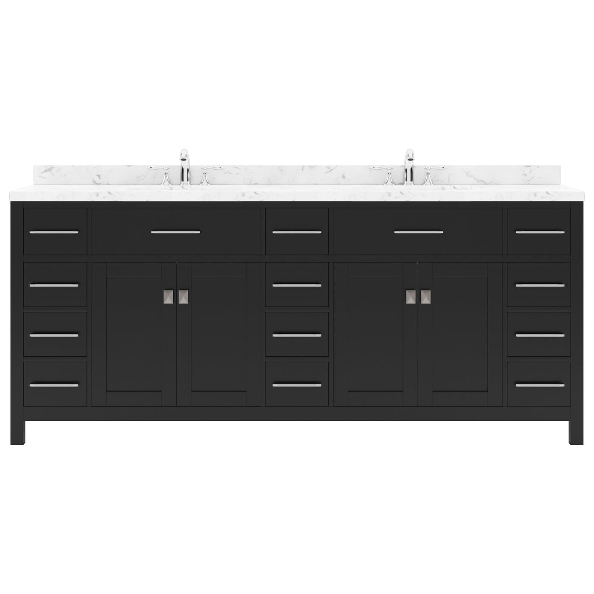 Virtu USA Caroline Parkway 78" Double Bath Vanity with White Quartz Top and Round Sinks - Luxe Bathroom Vanities