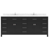 Virtu USA Caroline Parkway 78" Double Bath Vanity with White Quartz Top and Round Sinks - Luxe Bathroom Vanities