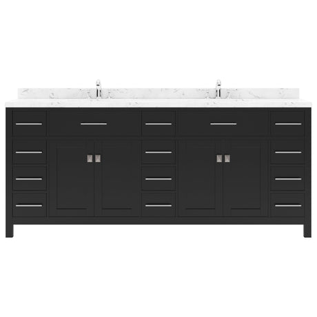 Virtu USA Caroline Parkway 78" Double Bath Vanity with White Quartz Top and Round Sinks - Luxe Bathroom Vanities