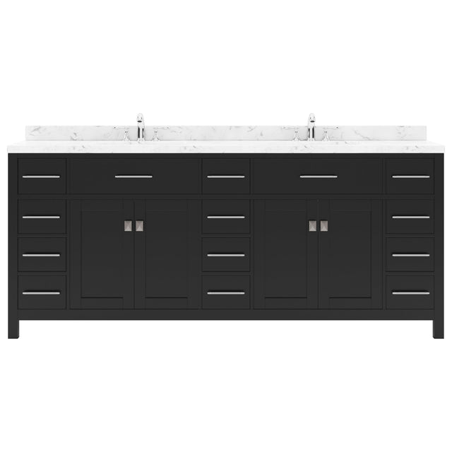 Virtu USA Caroline Parkway 78" Double Bath Vanity with White Quartz Top and Round Sinks - Luxe Bathroom Vanities