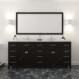 Virtu USA Caroline Parkway 78" Double Bath Vanity with White Quartz Top and Round Sinks with Matching Mirror