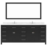 Virtu USA Caroline Parkway 78" Double Bath Vanity with White Quartz Top and Round Sinks with Polished Chrome Faucets with Matching Mirror - Luxe Bathroom Vanities