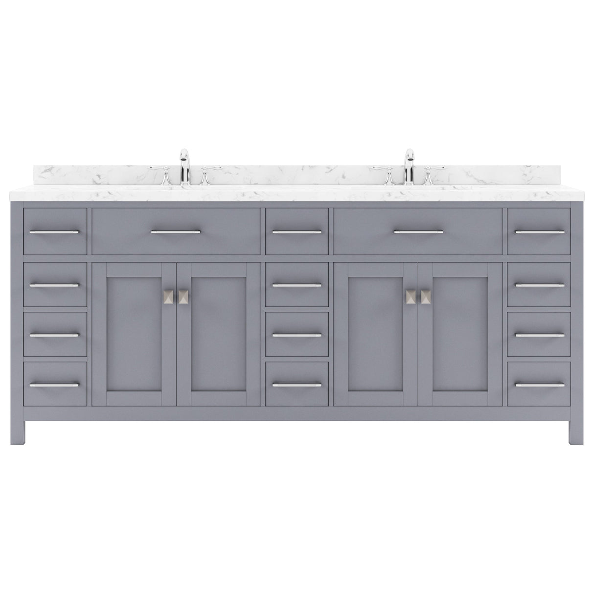 Virtu USA Caroline Parkway 78" Double Bath Vanity with White Quartz Top and Round Sinks - Luxe Bathroom Vanities