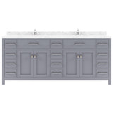 Virtu USA Caroline Parkway 78" Double Bath Vanity with White Quartz Top and Round Sinks - Luxe Bathroom Vanities