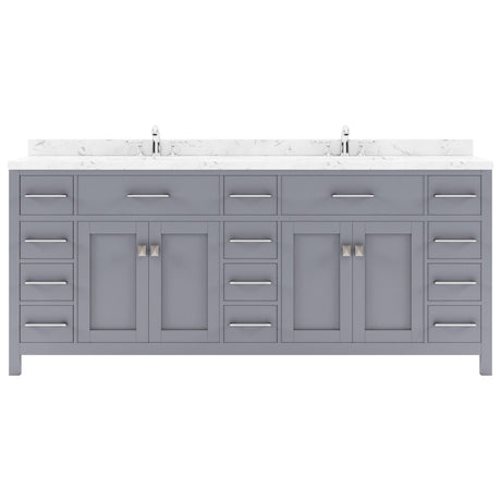 Virtu USA Caroline Parkway 78" Double Bath Vanity with White Quartz Top and Round Sinks - Luxe Bathroom Vanities