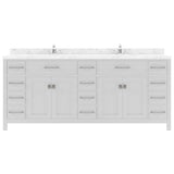 Virtu USA Caroline Parkway 78" Double Bath Vanity with White Quartz Top and Round Sinks with Polished Chrome Faucets with Matching Mirror