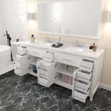 Virtu USA Caroline Parkway 78" Double Bath Vanity with White Quartz Top and Round Sinks with Polished Chrome Faucets with Matching Mirror