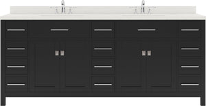 Virtu USA Caroline Parkway 78" Double Bath Vanity with Dazzle White Top and Round Sink - Luxe Bathroom Vanities
