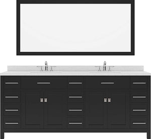 Virtu USA Caroline Parkway 78" Double Bath Vanity in Espresso with Dazzle White Top and Round Sink with Mirror - Luxe Bathroom Vanities Luxury Bathroom Fixtures Bathroom Furniture