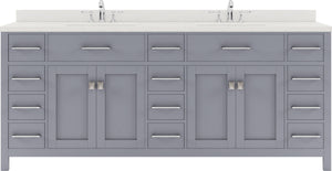 Virtu USA Caroline Parkway 78" Double Bath Vanity with Dazzle White Top and Round Sink - Luxe Bathroom Vanities