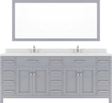 Virtu USA Caroline Parkway 78" Double Bath Vanity with Dazzle White Top and Round Sink with Mirror - Luxe Bathroom Vanities
