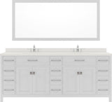 Virtu USA Caroline Parkway 78" Double Bath Vanity with Dazzle White Top and Round Sink with Polished Chrome Faucet and Mirror - Luxe Bathroom Vanities