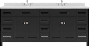 Virtu USA Caroline Parkway 78" Double Bath Vanity with Dazzle White Top and Square Sink - Luxe Bathroom Vanities Luxury Bathroom Fixtures Bathroom Furniture