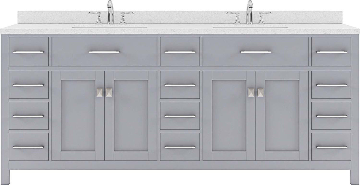 Virtu USA Caroline Parkway 78" Double Bath Vanity with Dazzle White Top and Square Sink - Luxe Bathroom Vanities Luxury Bathroom Fixtures Bathroom Furniture