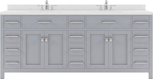 Virtu USA Caroline Parkway 78" Double Bath Vanity with Dazzle White Top and Square Sink - Luxe Bathroom Vanities Luxury Bathroom Fixtures Bathroom Furniture