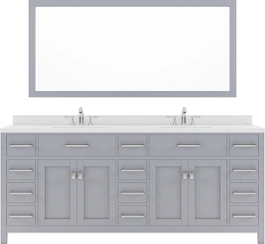 Virtu USA Caroline Parkway 78" Double Bath Vanity with Dazzle White Top and Square Sink with Mirror - Luxe Bathroom Vanities Luxury Bathroom Fixtures Bathroom Furniture