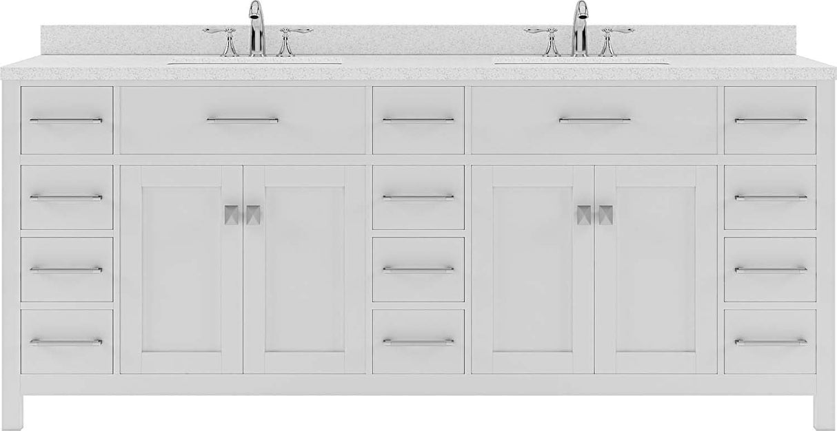 Virtu USA Caroline Parkway 78" Double Bath Vanity with Dazzle White Top and Square Sink - Luxe Bathroom Vanities Luxury Bathroom Fixtures Bathroom Furniture