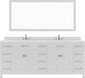 Virtu USA Caroline Parkway 78" Double Bath Vanity with Dazzle White Top and Square Sink with Mirror - Luxe Bathroom Vanities Luxury Bathroom Fixtures Bathroom Furniture