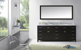 Virtu USA Caroline Parkway 78" Double Bath Vanity with White Marble Top and Round Sinks with Matching Mirror