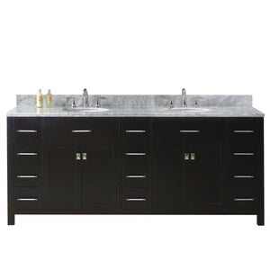 Virtu USA Caroline Parkway 78" Double Bath Vanity in Espresso with Marble Top and Round Sink - Luxe Bathroom Vanities Luxury Bathroom Fixtures Bathroom Furniture