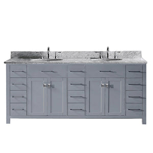 Virtu USA Caroline Parkway 78" Double Bath Vanity with Marble Top and Round Sink - Luxe Bathroom Vanities