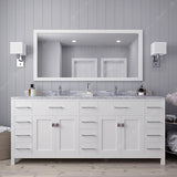 Virtu USA Caroline Parkway 78" Double Bath Vanity with White Marble Top and Round Sinks with Brushed Nickel Faucets with Matching Mirror