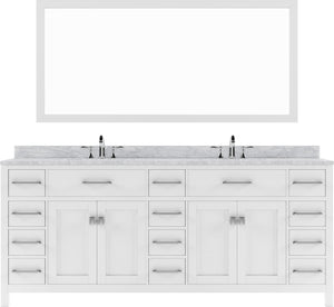Virtu USA Caroline Parkway 78" Double Bath Vanity in Espresso with Marble Top and Round Sink with Brushed Nickel Faucet and Mirror - Luxe Bathroom Vanities