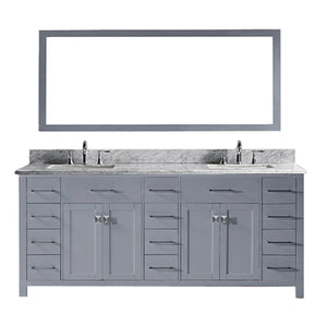 Virtu USA Caroline Parkway 78" Double Bath Vanity with Marble Top and Square Sink with Brushed Nickel Faucet and Mirror - Luxe Bathroom Vanities Luxury Bathroom Fixtures Bathroom Furniture