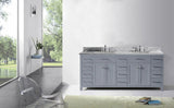 Virtu USA Caroline Parkway 78" Double Bath Vanity with White Marble Top and Square Sinks