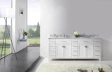 Virtu USA Caroline Parkway 78" Double Bath Vanity with White Marble Top and Square Sinks