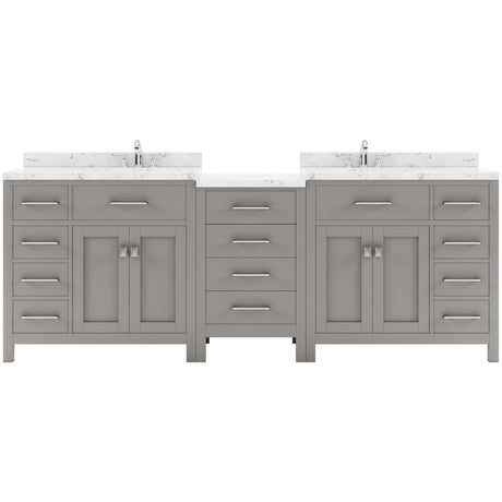 Virtu USA Caroline Parkway 93" Double Bath Vanity with White Quartz Top and Round Sinks - Luxe Bathroom Vanities