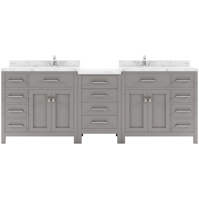 Virtu USA Caroline Parkway 93" Double Bath Vanity with White Quartz Top and Round Sinks - Luxe Bathroom Vanities