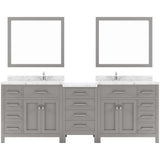 Virtu USA Caroline Parkway 93" Double Bath Vanity with White Quartz Top and Round Sinks with Brushed Nickel Faucets with Matching Mirror - Luxe Bathroom Vanities