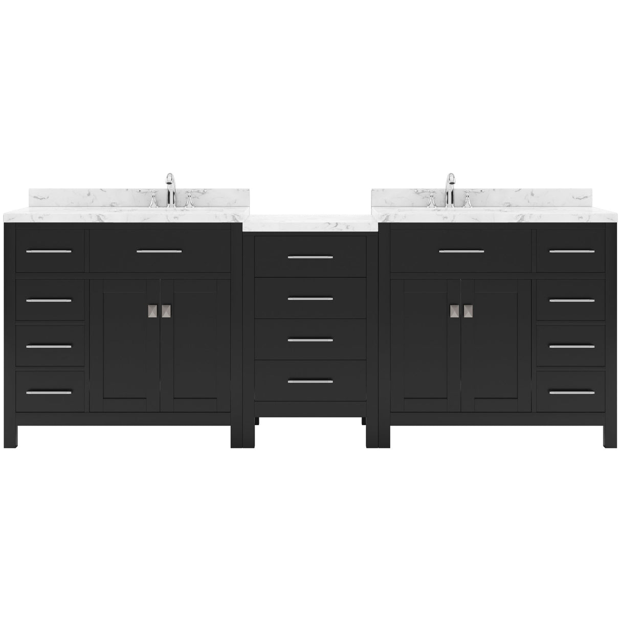 Virtu USA Caroline Parkway 93" Double Bath Vanity with White Quartz Top and Round Sinks - Luxe Bathroom Vanities