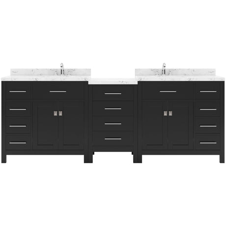 Virtu USA Caroline Parkway 93" Double Bath Vanity with White Quartz Top and Round Sinks - Luxe Bathroom Vanities