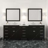 Virtu USA Caroline Parkway 93" Double Bath Vanity with White Quartz Top and Round Sinks with Brushed Nickel Faucets with Matching Mirror