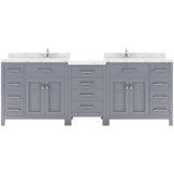 Virtu USA Caroline Parkway 93" Double Bath Vanity with White Quartz Top and Round Sinks with Brushed Nickel Faucets with Matching Mirror