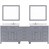 Virtu USA Caroline Parkway 93" Double Bath Vanity with White Quartz Top and Round Sinks with Brushed Nickel Faucets with Matching Mirror - Luxe Bathroom Vanities