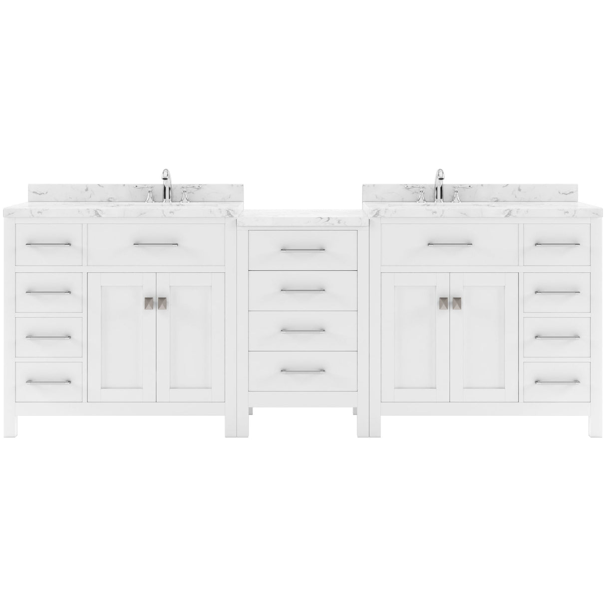 Virtu USA Caroline Parkway 93" Double Bath Vanity with White Quartz Top and Round Sinks - Luxe Bathroom Vanities