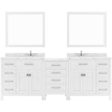 Virtu USA Caroline Parkway 93" Double Bath Vanity with White Quartz Top and Round Sinks with Brushed Nickel Faucets with Matching Mirror - Luxe Bathroom Vanities